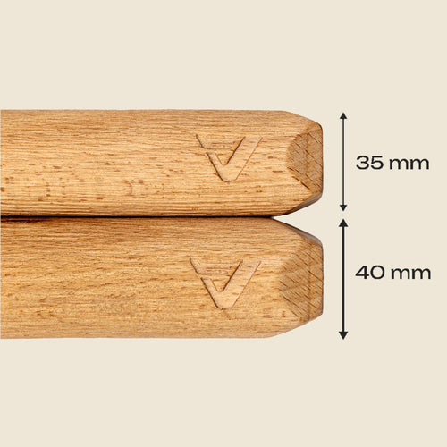 photo comparaison diametres barres peisma 35mm et 40mm