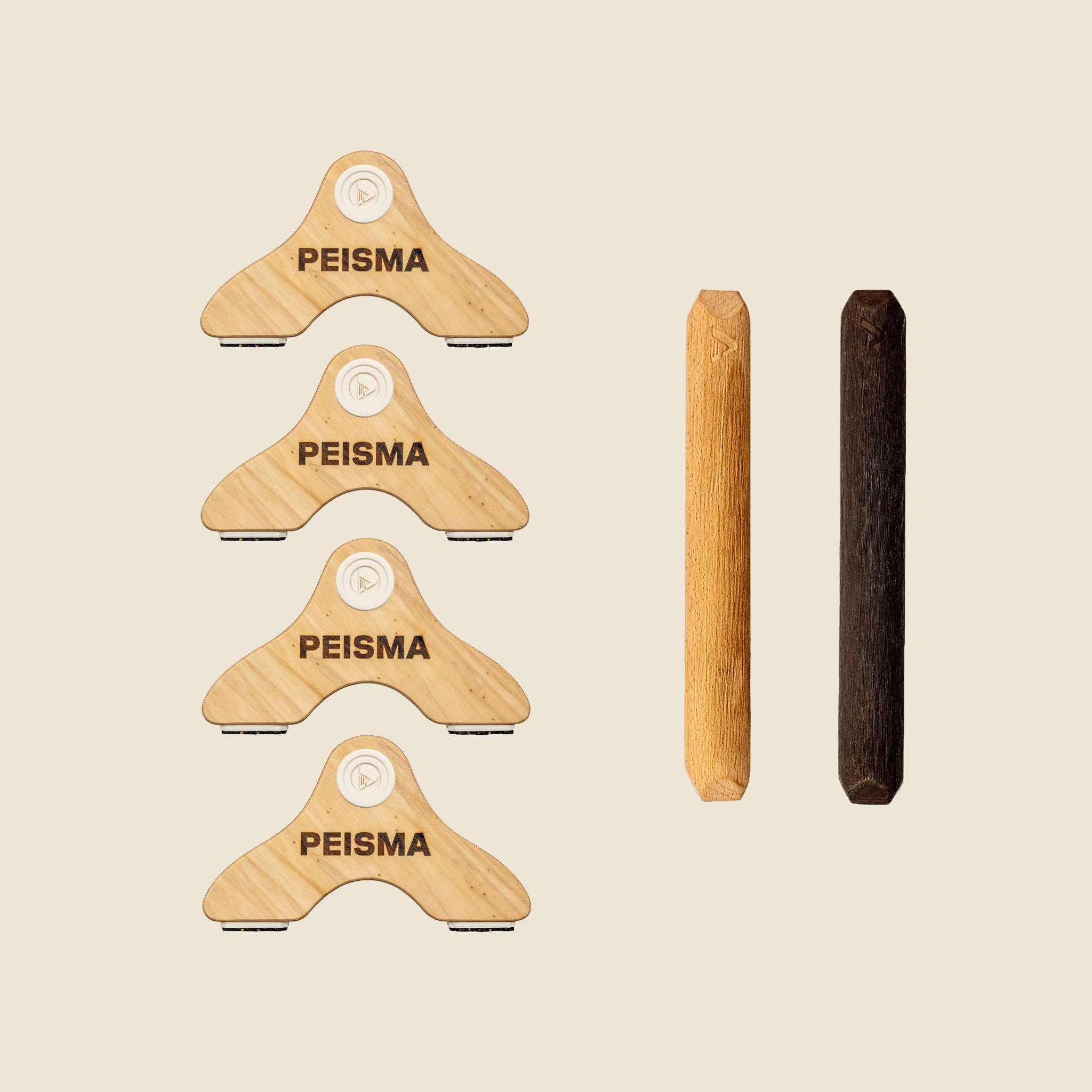 pack d'une paire de parallettes Peisma couleur beige vanille couleur mixte noire et bois 30 cm