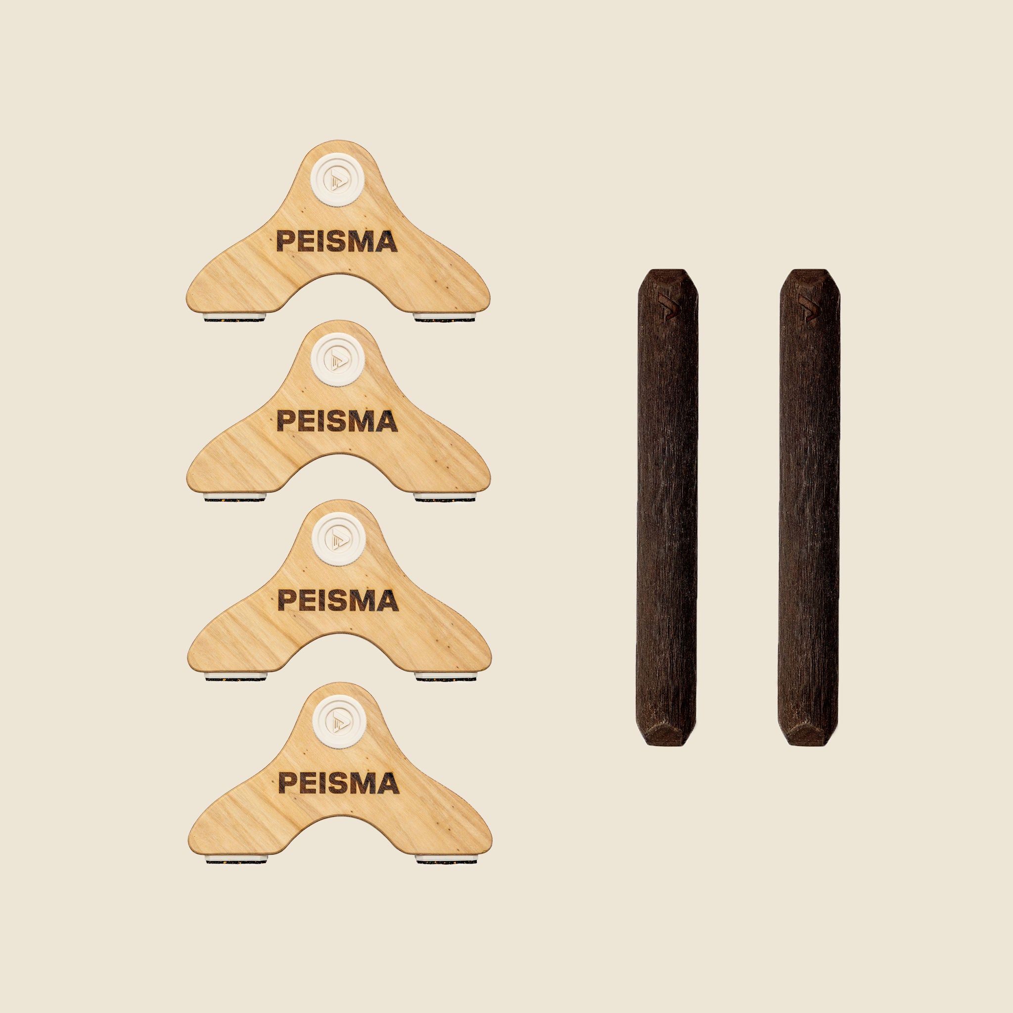 pack d'une paire de parallettes Peisma couleur beige vanille couleur noire 30 cm