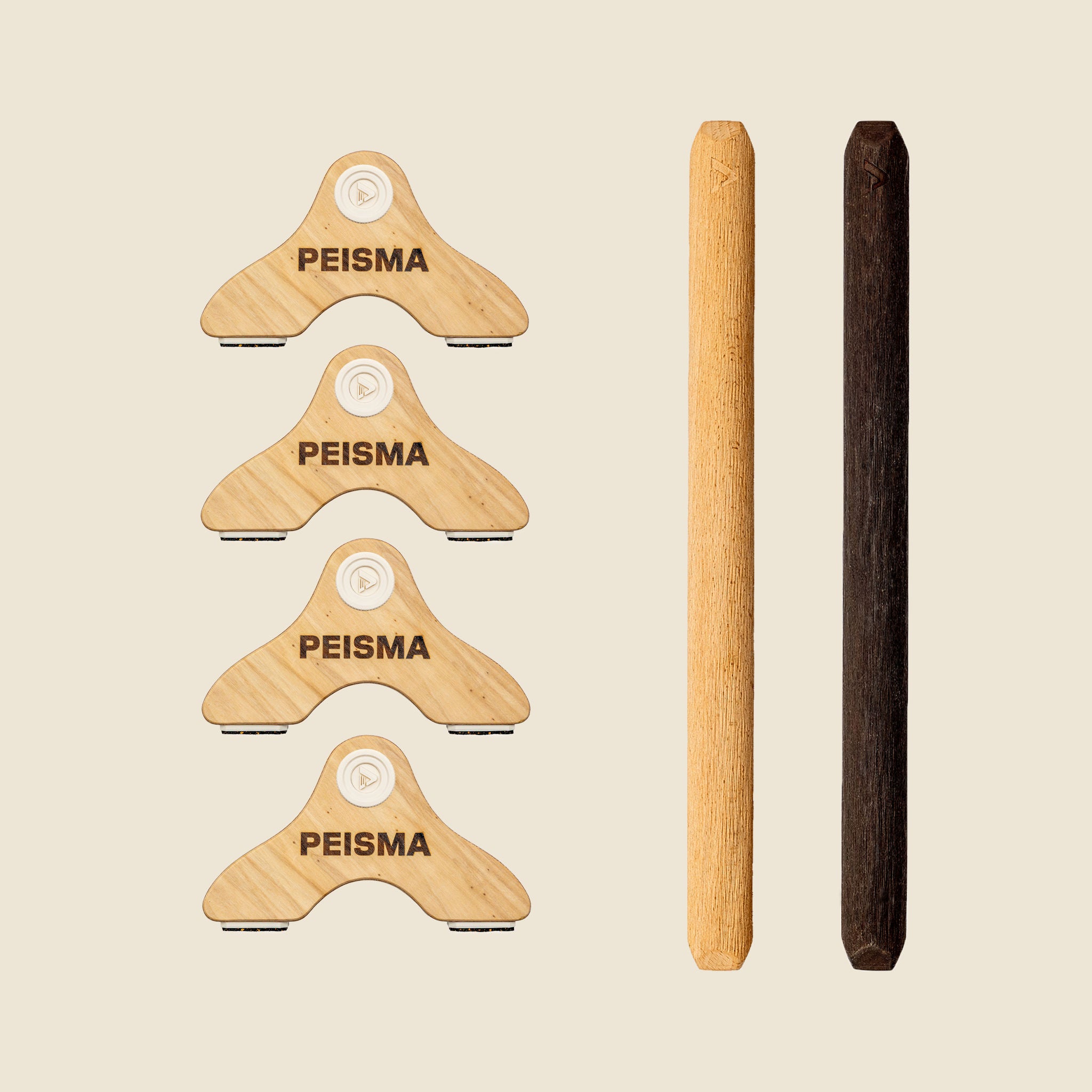 pack d'une paire de parallettes Peisma couleur beige vanille barre couleur mixte noir bois 50 cm