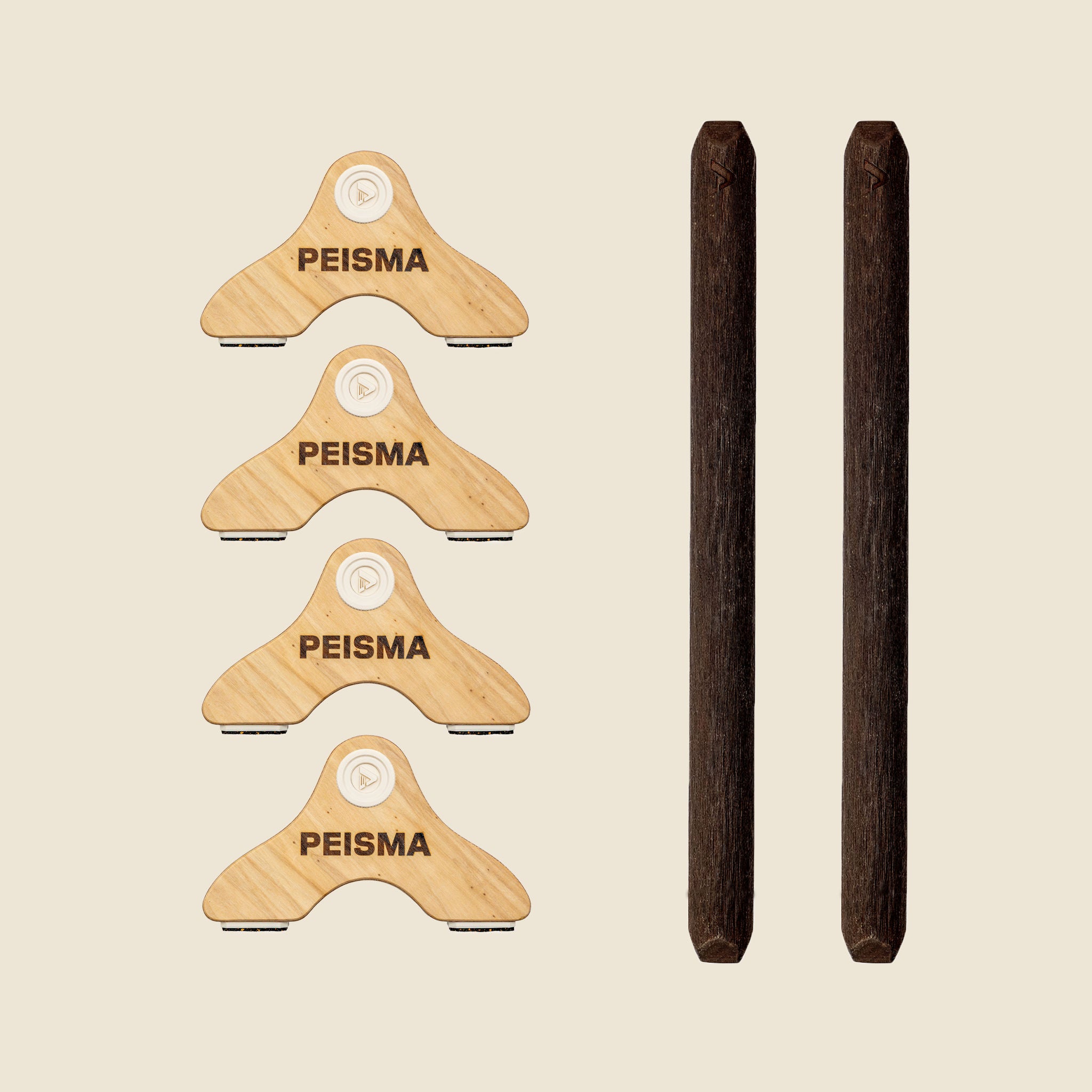 pack d'une paire de parallettes Peisma couleur beige vanille couleur noire 50 cm