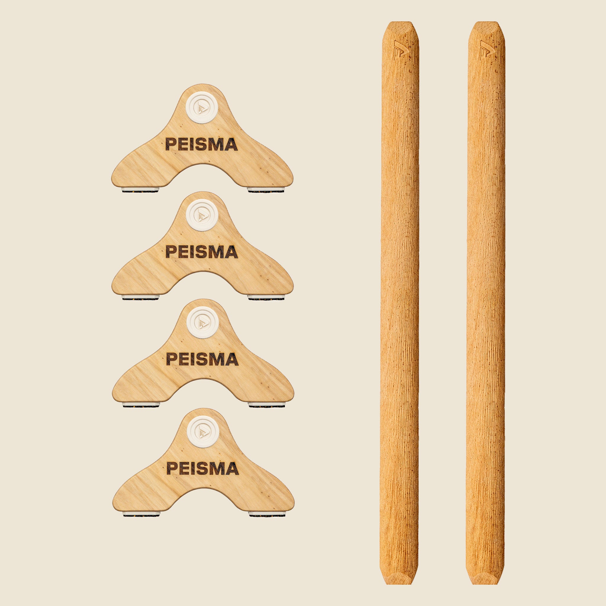 pack d'une paire de parallettes Peisma couleur beige vanille couleur bois 60 cm