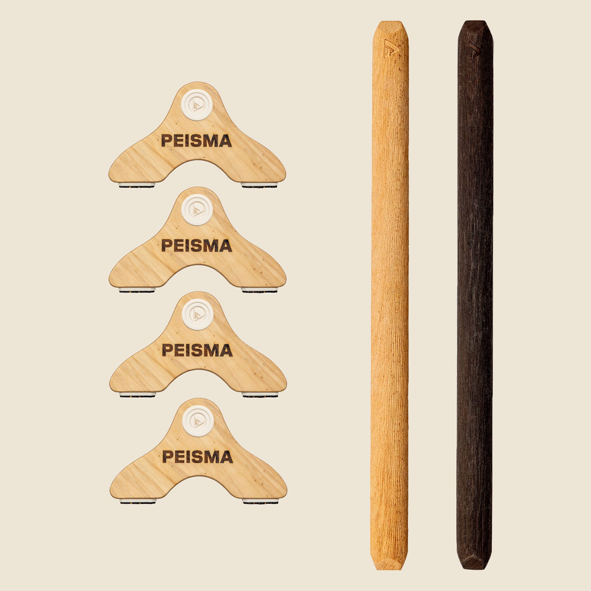 pack d'une paire de parallettes Peisma couleur beige vanille barre couleur mixte noir bois 60 cm