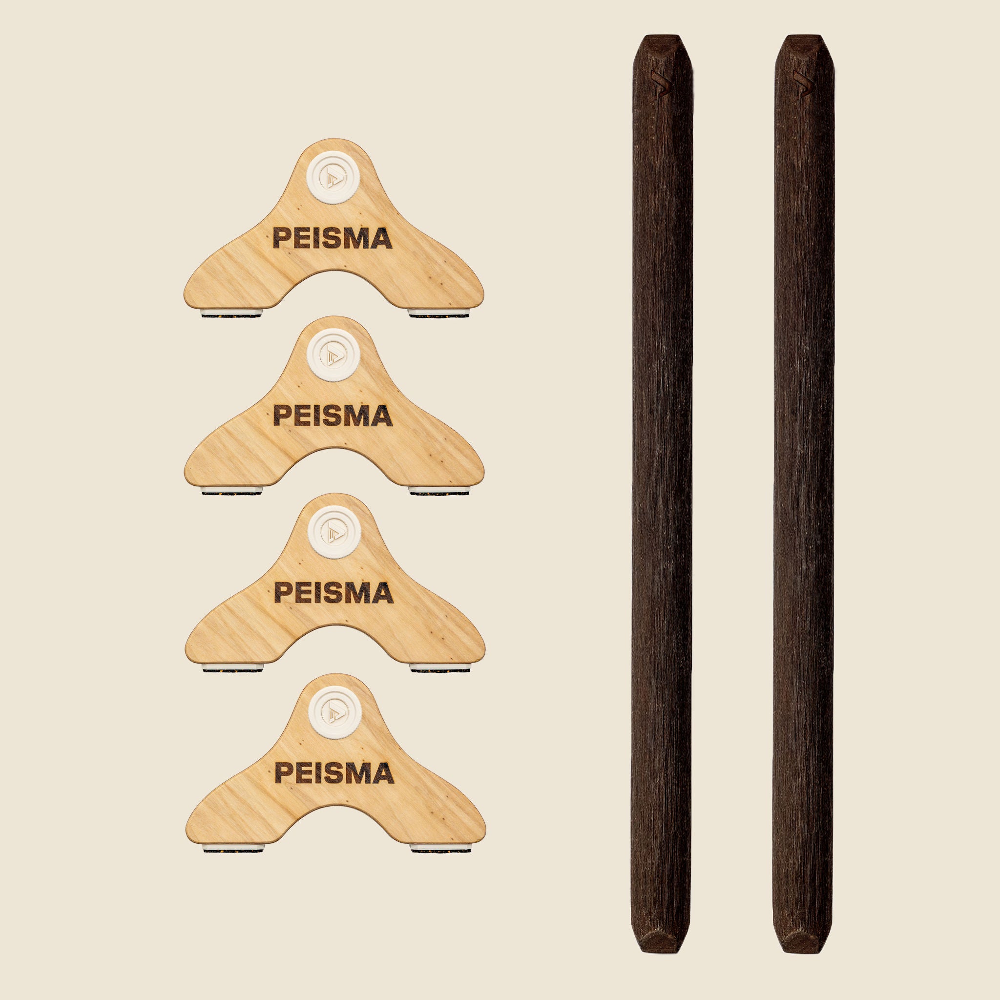 pack d'une paire de parallettes Peisma couleur beige vanille couleur noire 60 cm