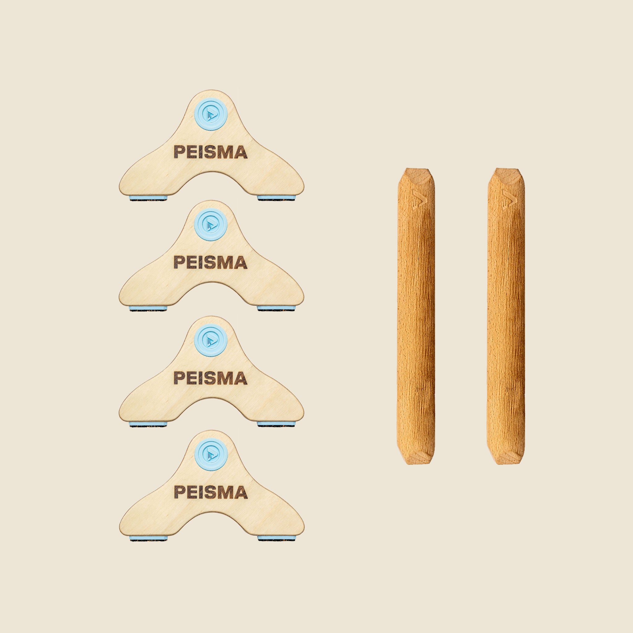 pack d'une paire de parallettes Peisma couleur bleu ciel barre couleur bois 30 cm