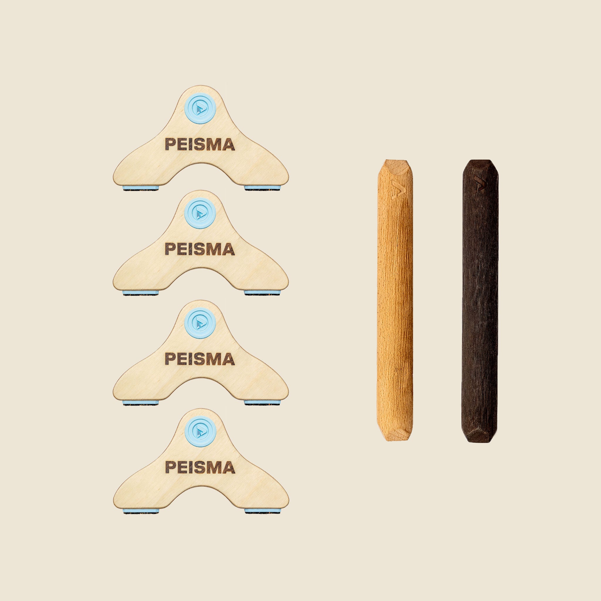 pack d'une paire de parallettes Peisma couleur bleu ciel barre couleur mixte noire et bois 30 cm