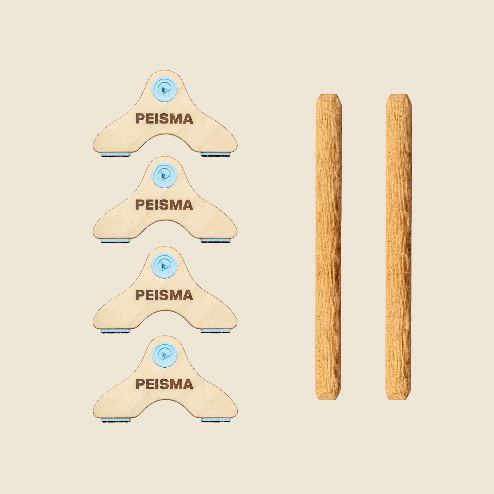 pack d'une paire de parallettes Peisma couleur bleu ciel barre couleur bois 40 cm