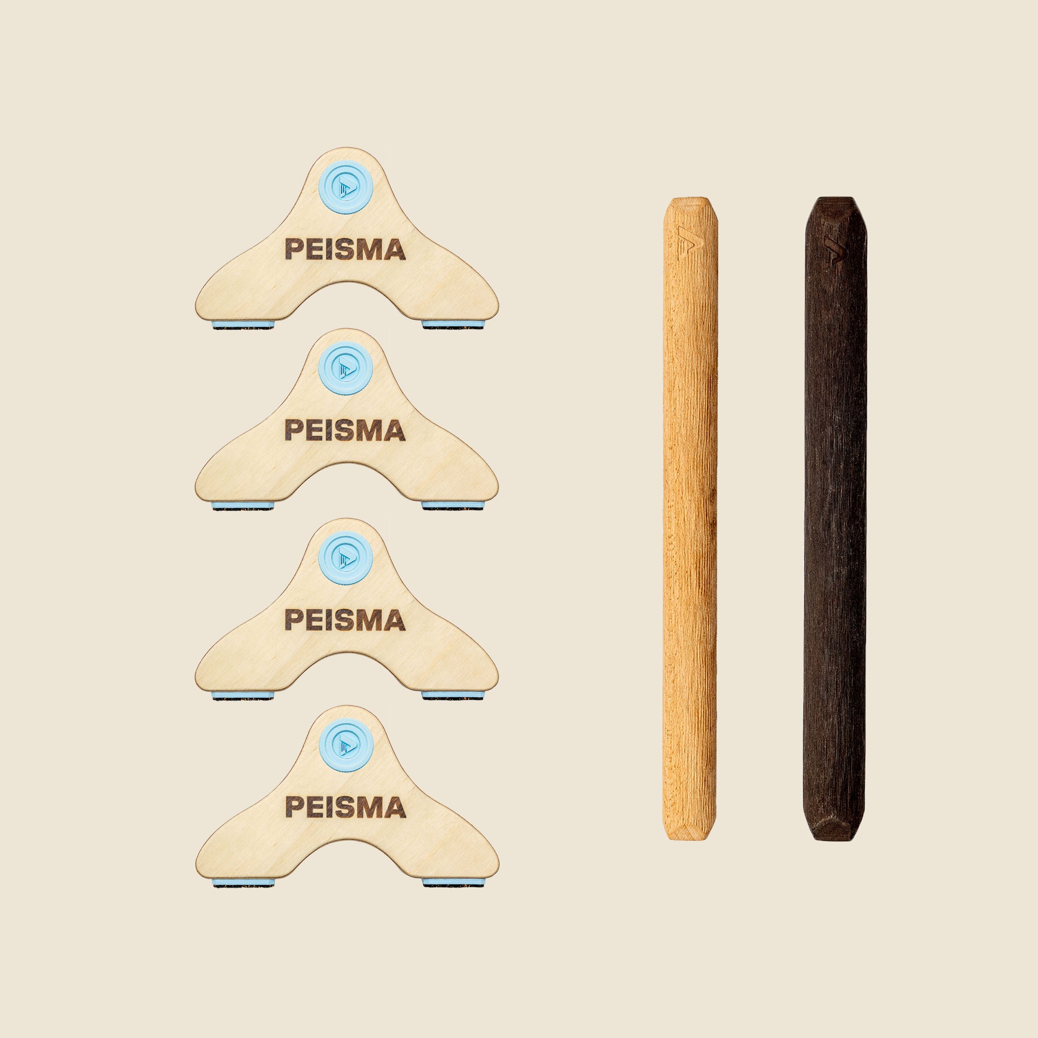 pack d'une paire de parallettes Peisma couleur bleu ciel barre couleur mixte noire et bois 40 cm