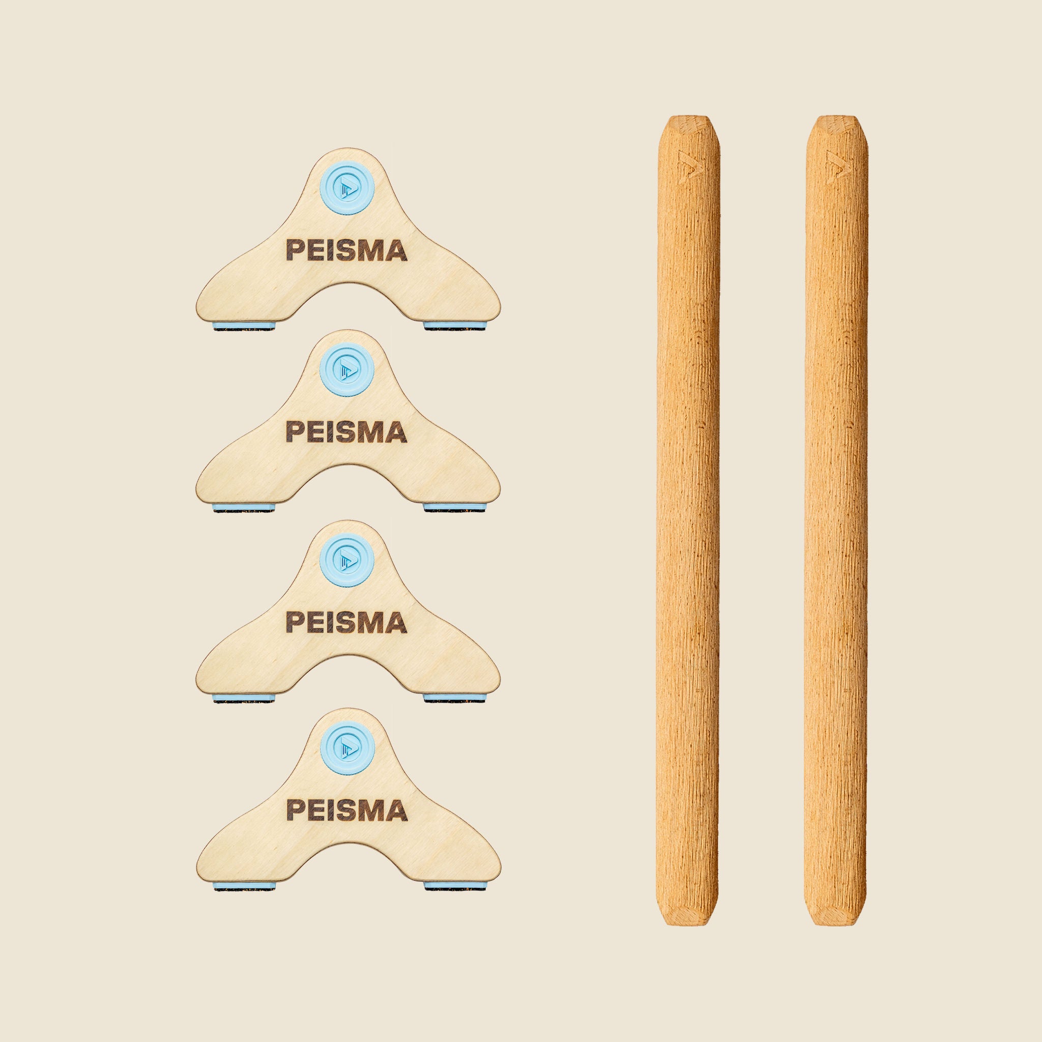 pack d'une paire de parallettes Peisma couleur bleu ciel barre couleur bois 50 cm