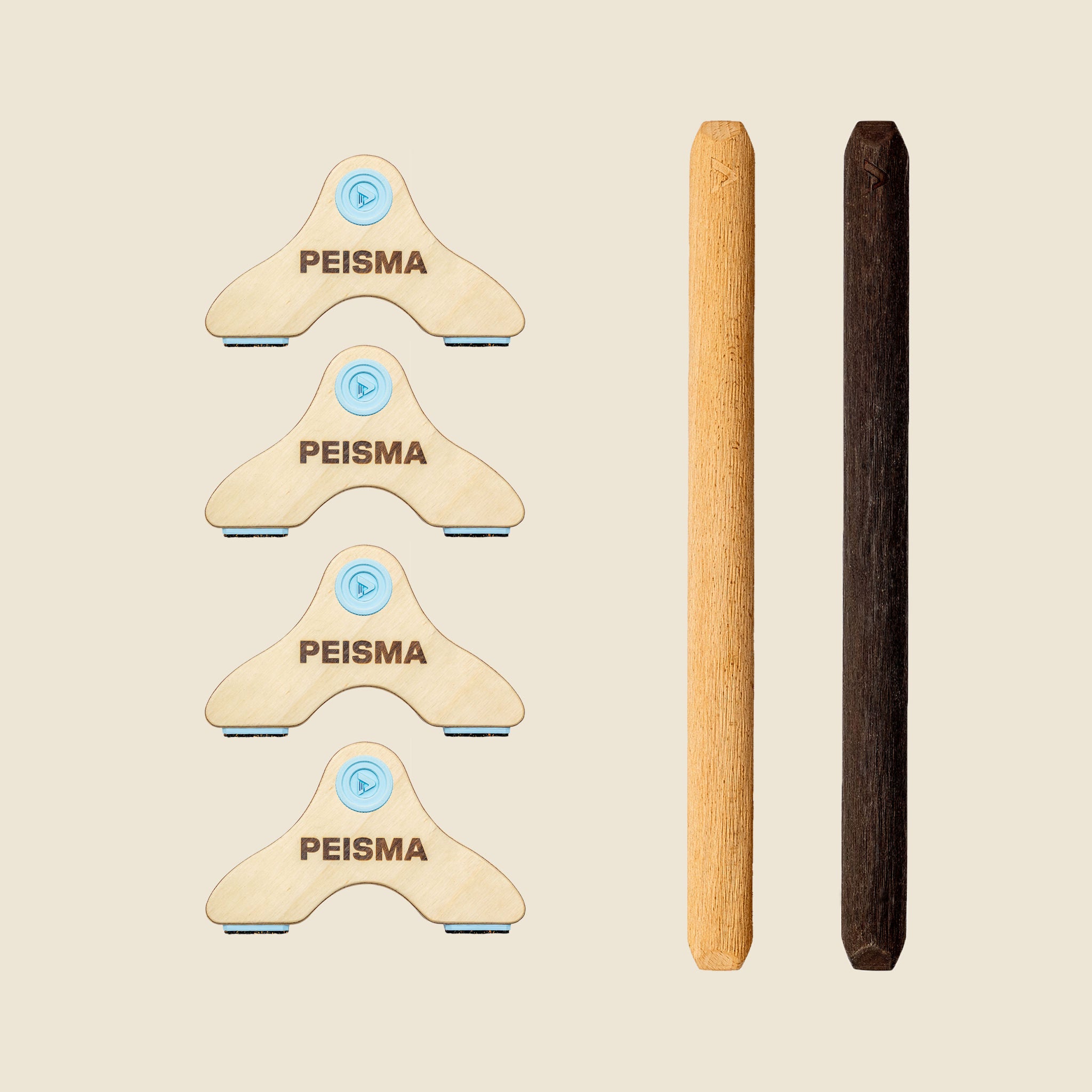 pack d'une paire de parallettes Peisma couleur bleu ciel barre couleur mixte noir bois 50 cm