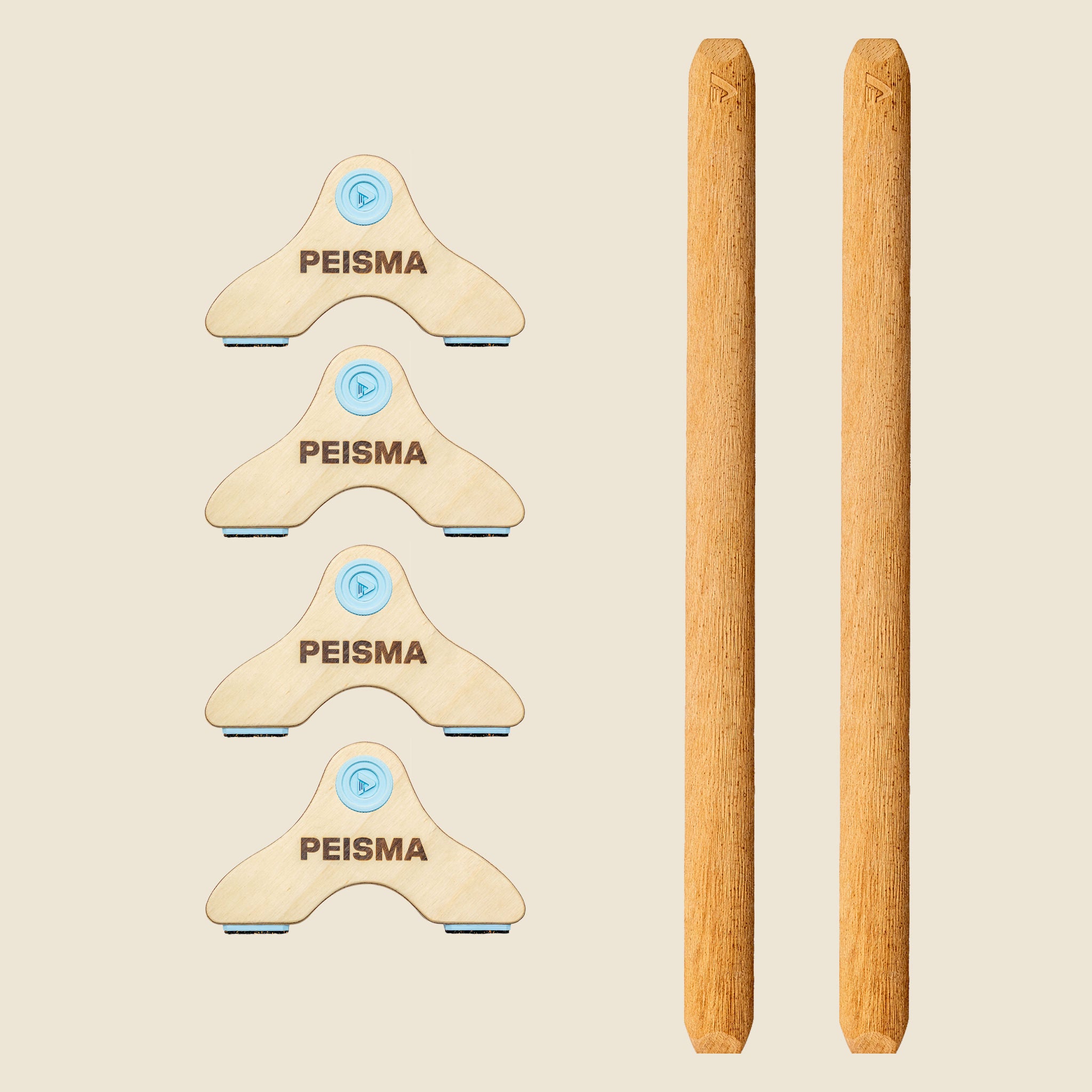 pack d'une paire de parallettes Peisma couleur bleu ciel barre couleur bois 60 cm