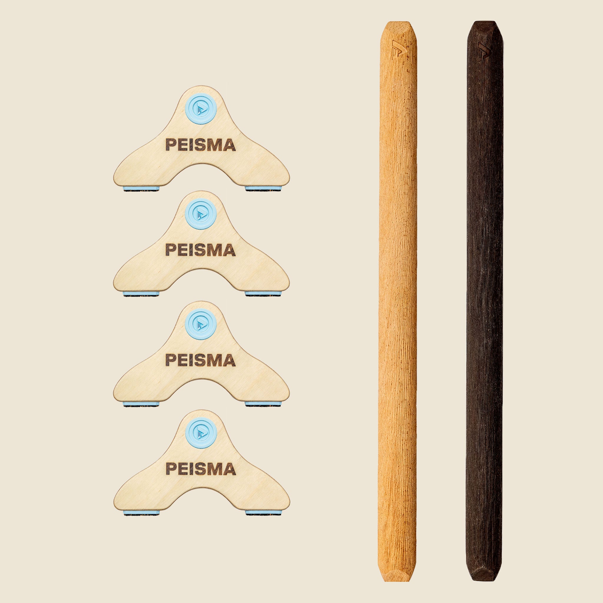 pack d'une paire de parallettes Peisma couleur bleu ciel barre couleur mixte noir bois 60 cm
