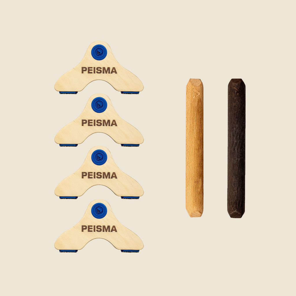 pack d'une paire de parallettes Peisma couleur bleu marine avec barres couleur mixte noire et bois 30 cm