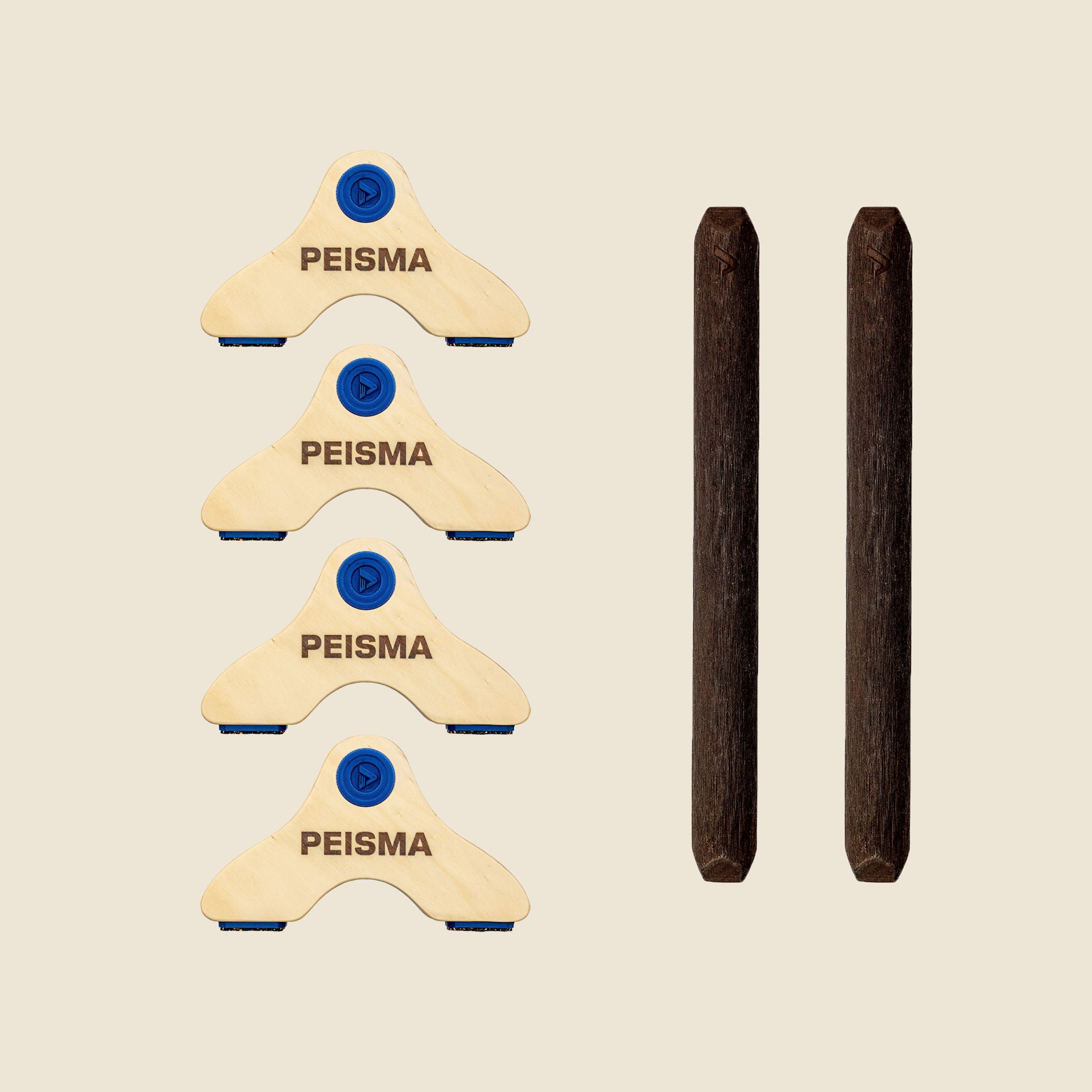 pack d'une paire de parallettes Peisma couleur bleu marine avec barres couleur noire 40 cm