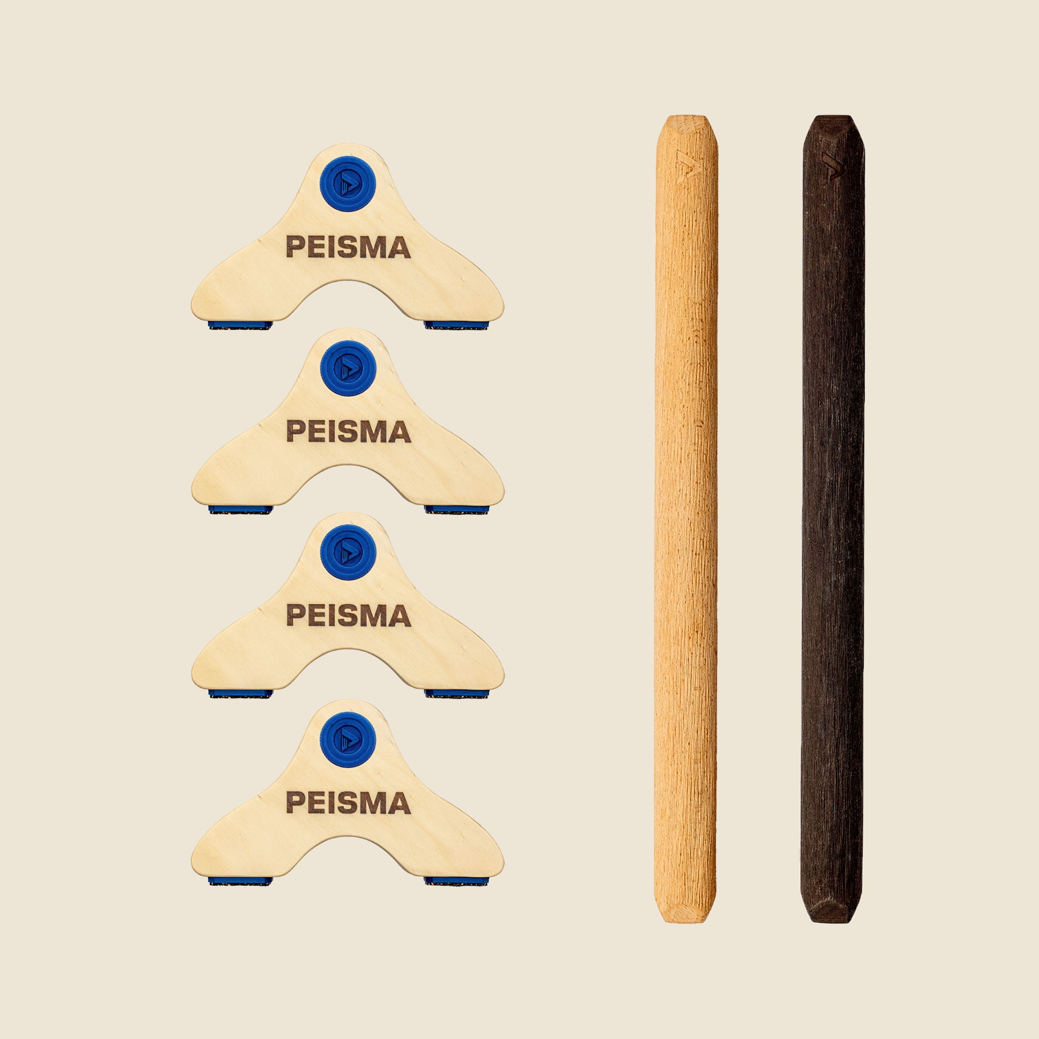 pack d'une paire de parallettes Peisma couleur bleu marine barre couleur mixte noir bois 50 cm