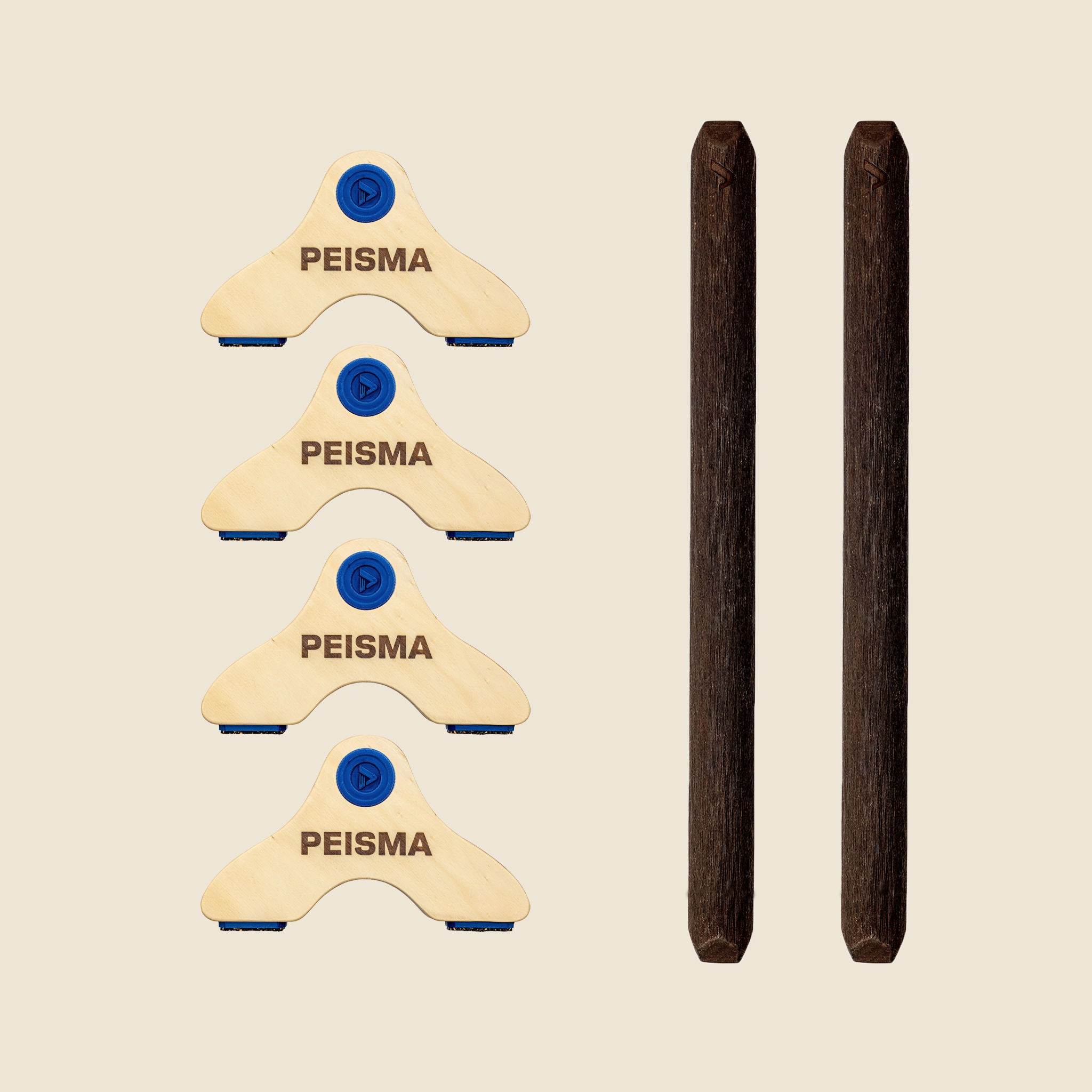 pack d'une paire de parallettes Peisma couleur bleu marine avec barres couleur noire 50 cm
