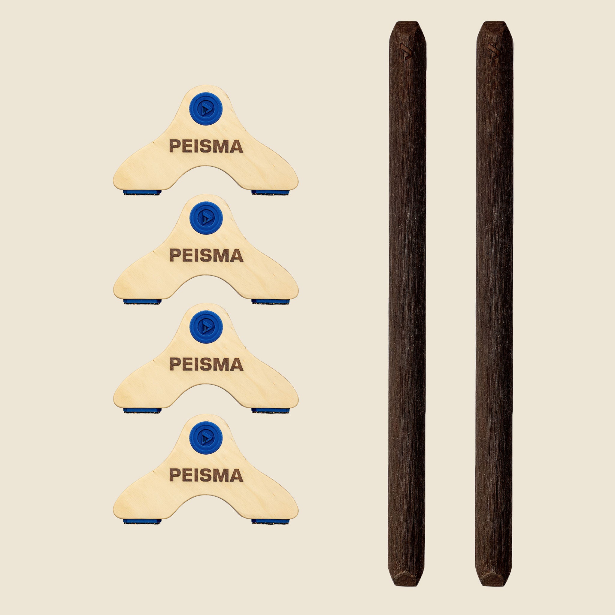 pack d'une paire de parallettes Peisma couleur bleu marine avec barres couleur noire 60 cm