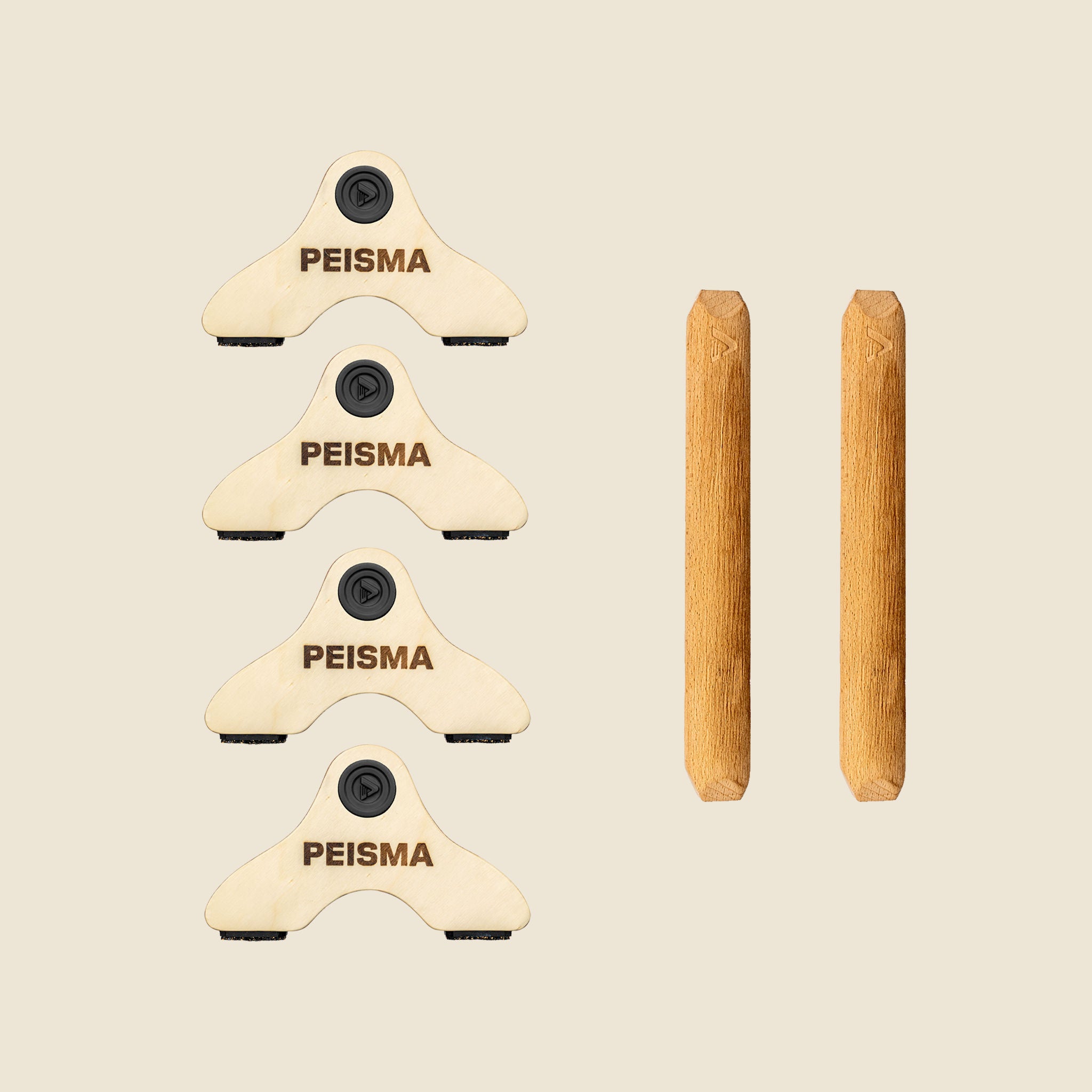 pack d'une paire de parallettes Peisma couleur noire avec barres couleur bois 30 cm