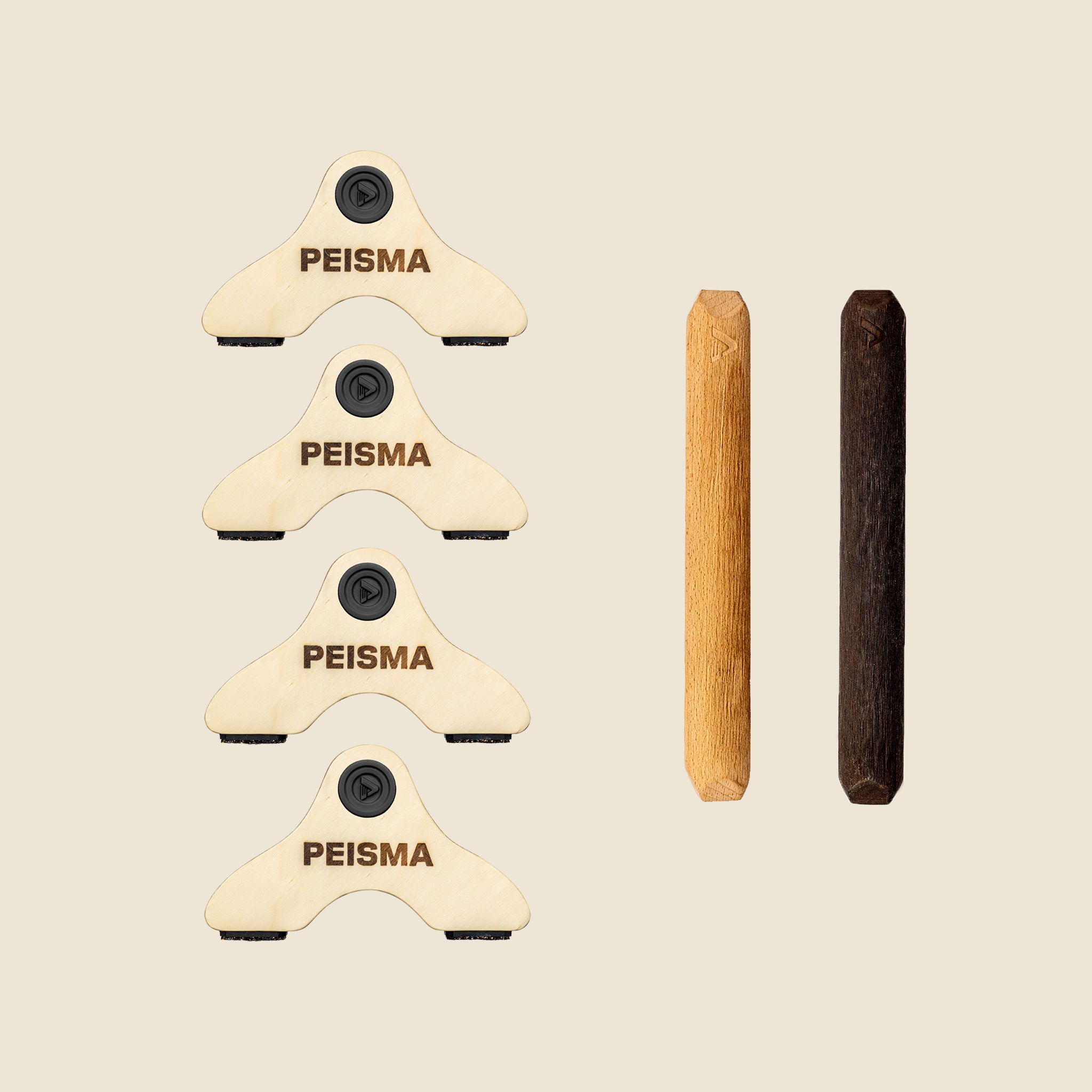 pack d'une paire de parallettes Peisma couleur noire avec barres couleur mixte noire et bois 30 cm