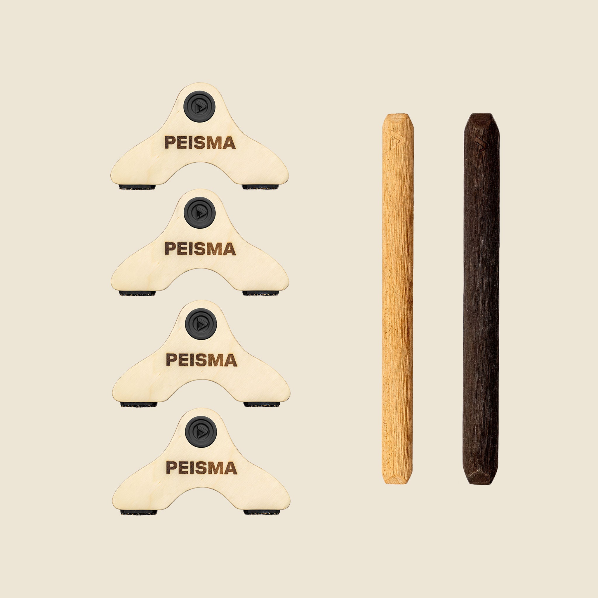 pack d'une paire de parallettes Peisma couleur noire avec barres couleur mixte noire et bois 40 cm