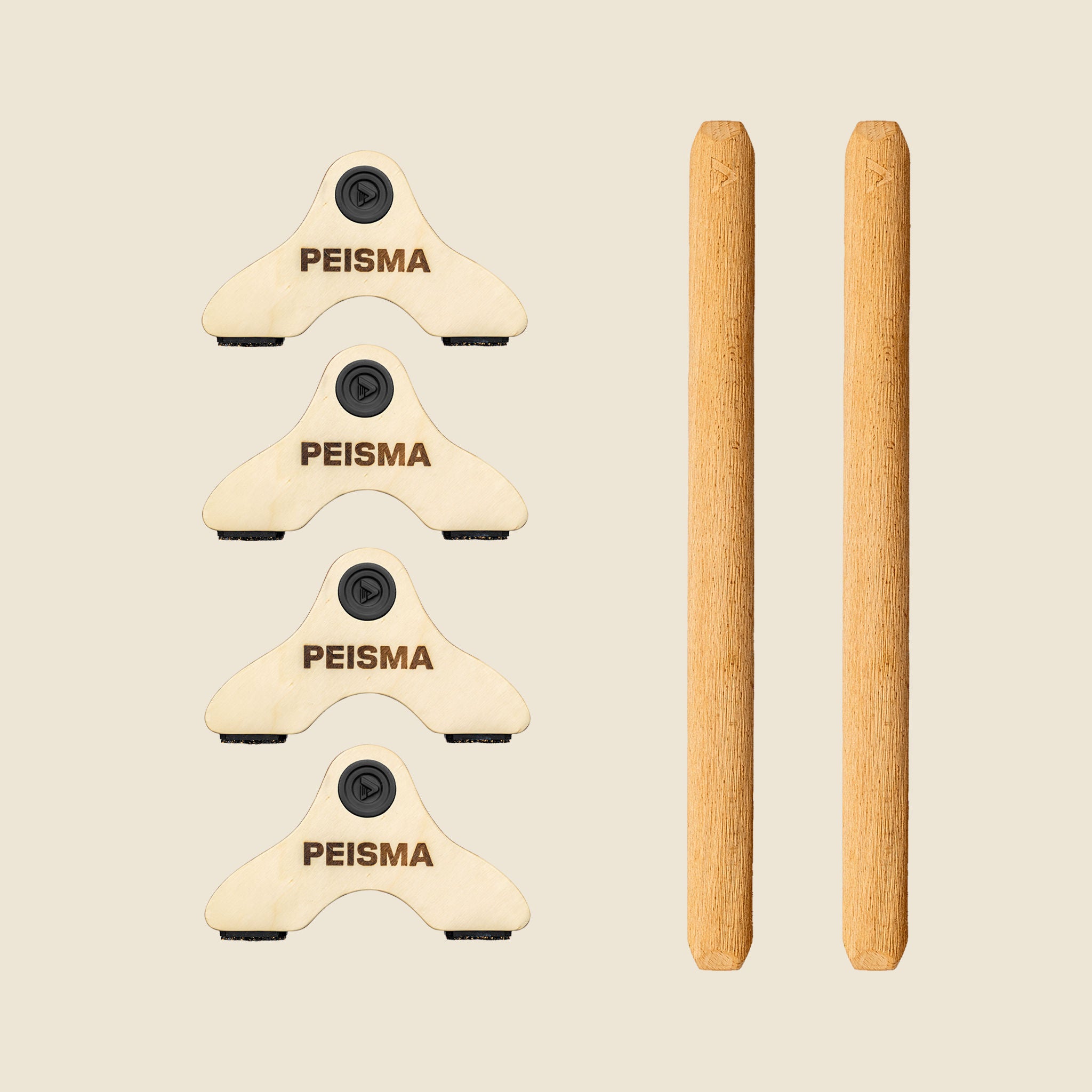 pack d'une paire de parallettes Peisma couleur noire avec barres couleur bois 50 cm