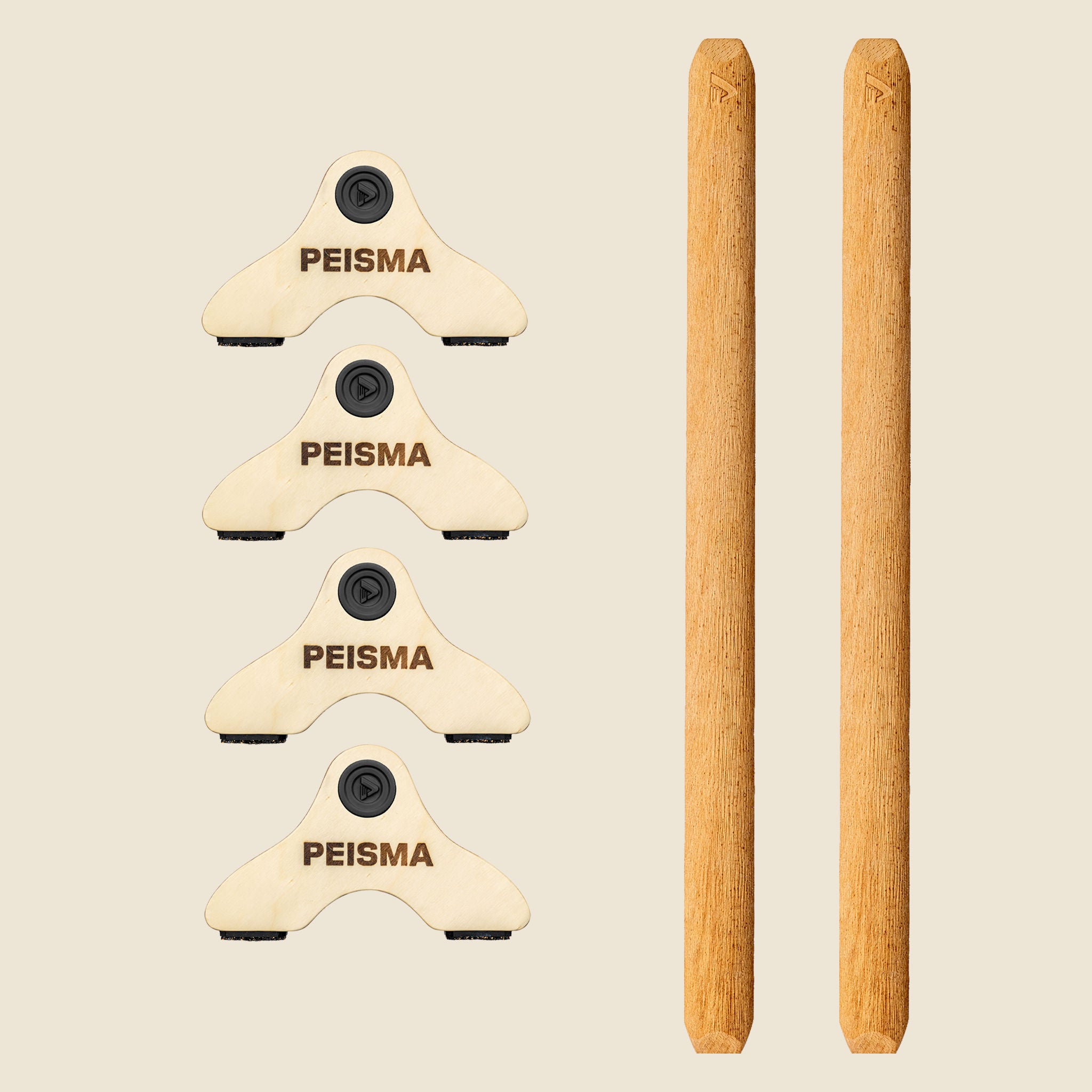 pack d'une paire de parallettes Peisma couleur noire avec barres couleur bois 60 cm