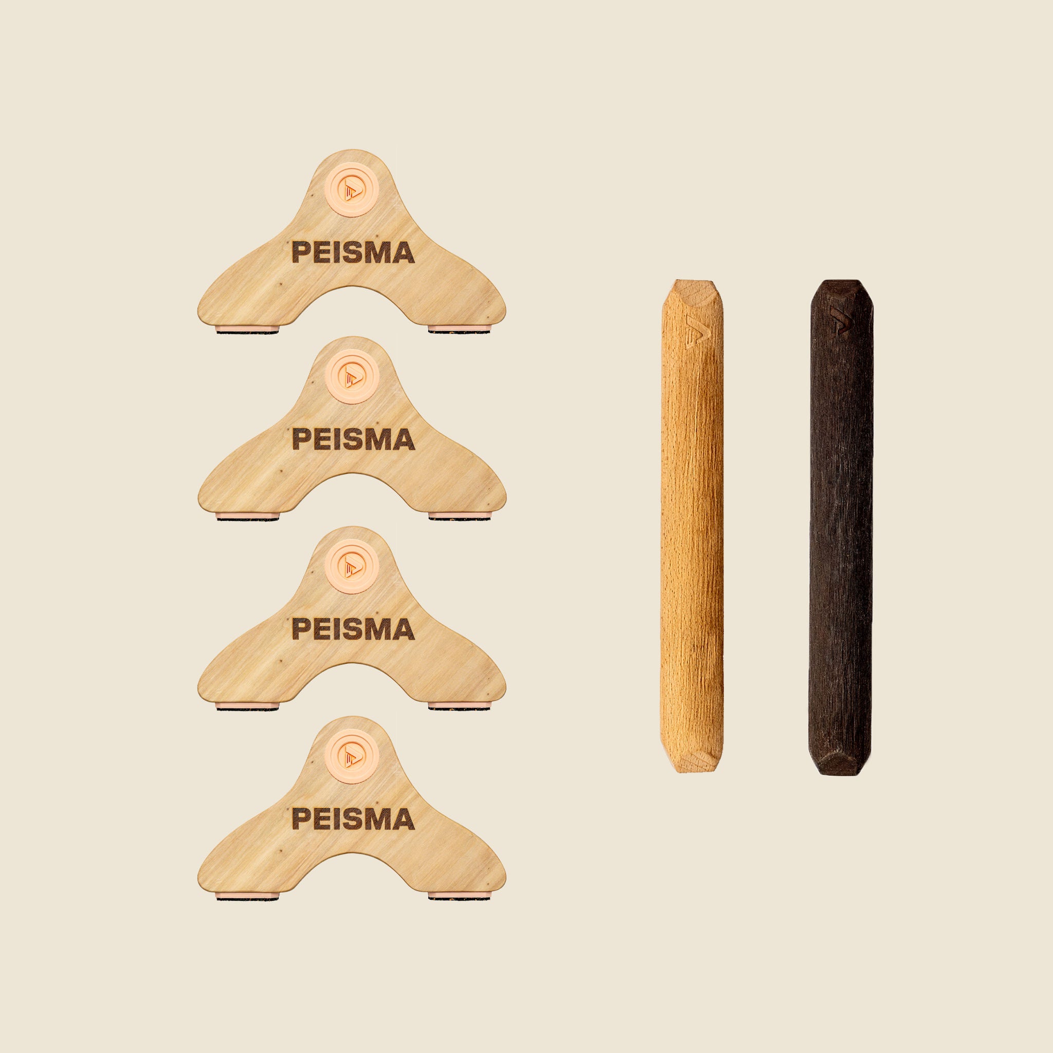 pack d'une paire de parallettes Peisma couleur rose barre couleur mixte bois et noire 30 cm