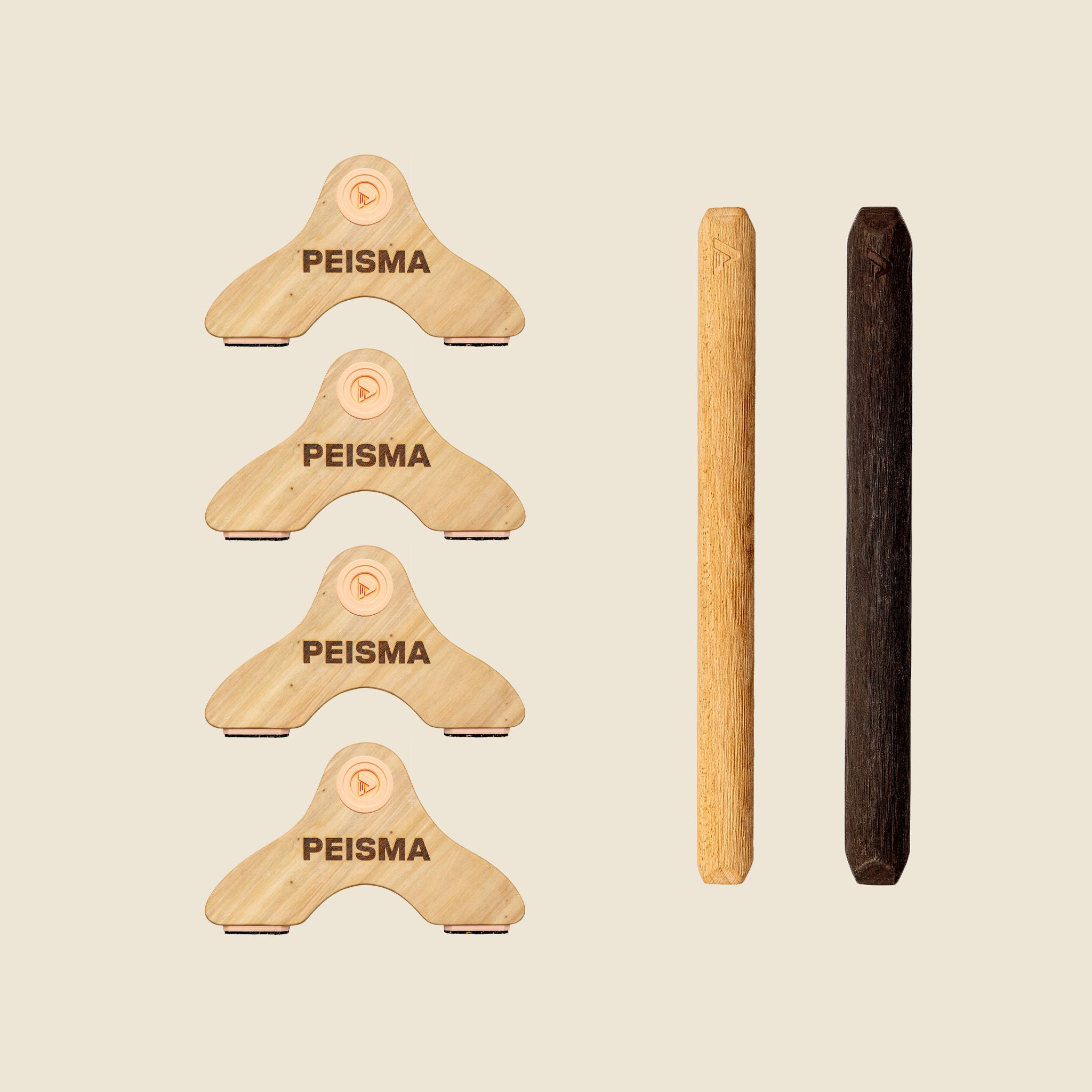 pack d'une paire de parallettes Peisma couleur rose barre couleur mixte bois et noire 40 cm
