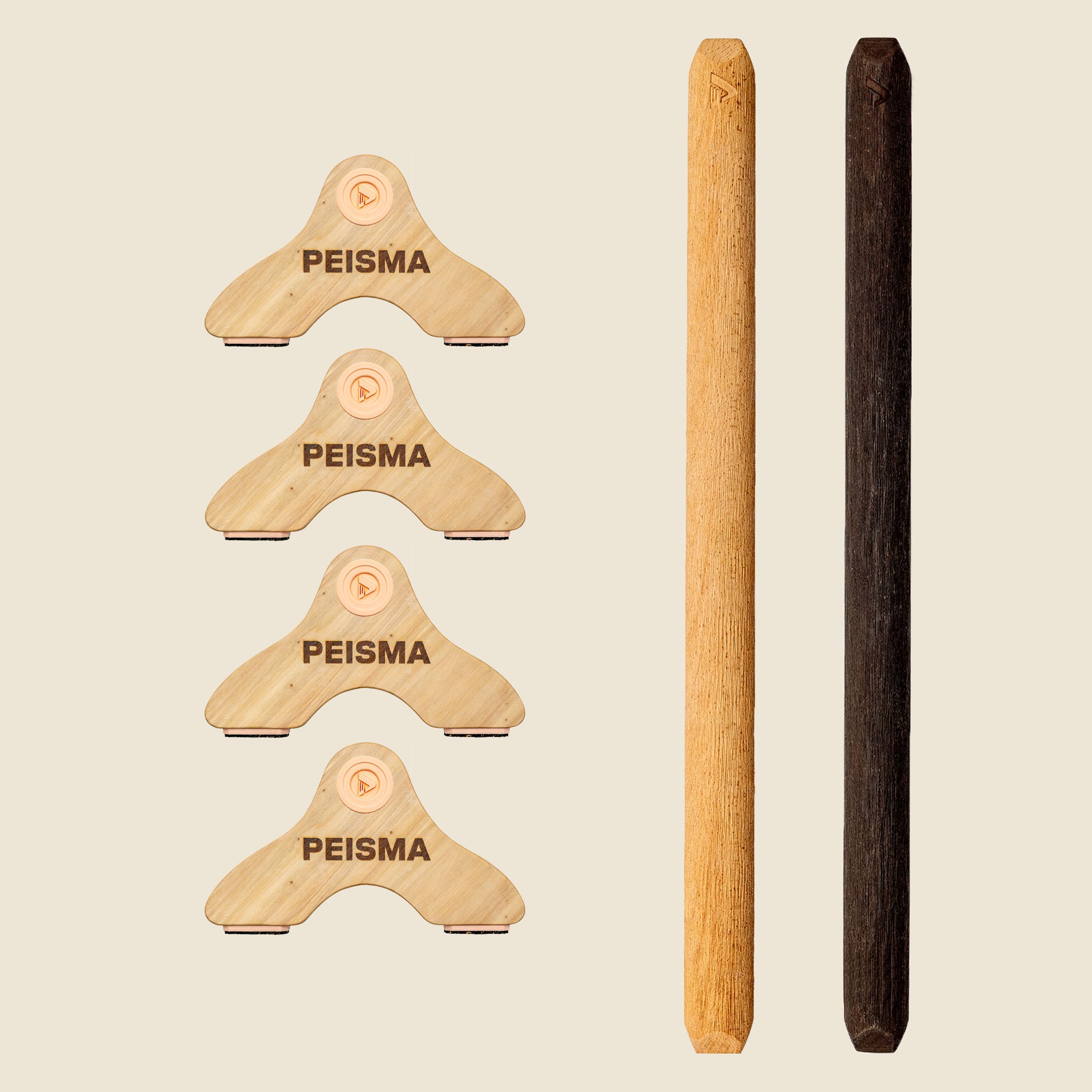 pack d'une paire de parallettes Peisma couleur rose barre couleur mixte noir bois 60 cm