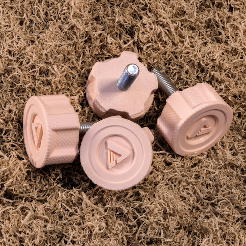 lot de 4 vis roses Peisma sur fond en copeaux de bois