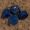 lot de 4 vis bleues marines Peisma sur fond en copeaux de bois